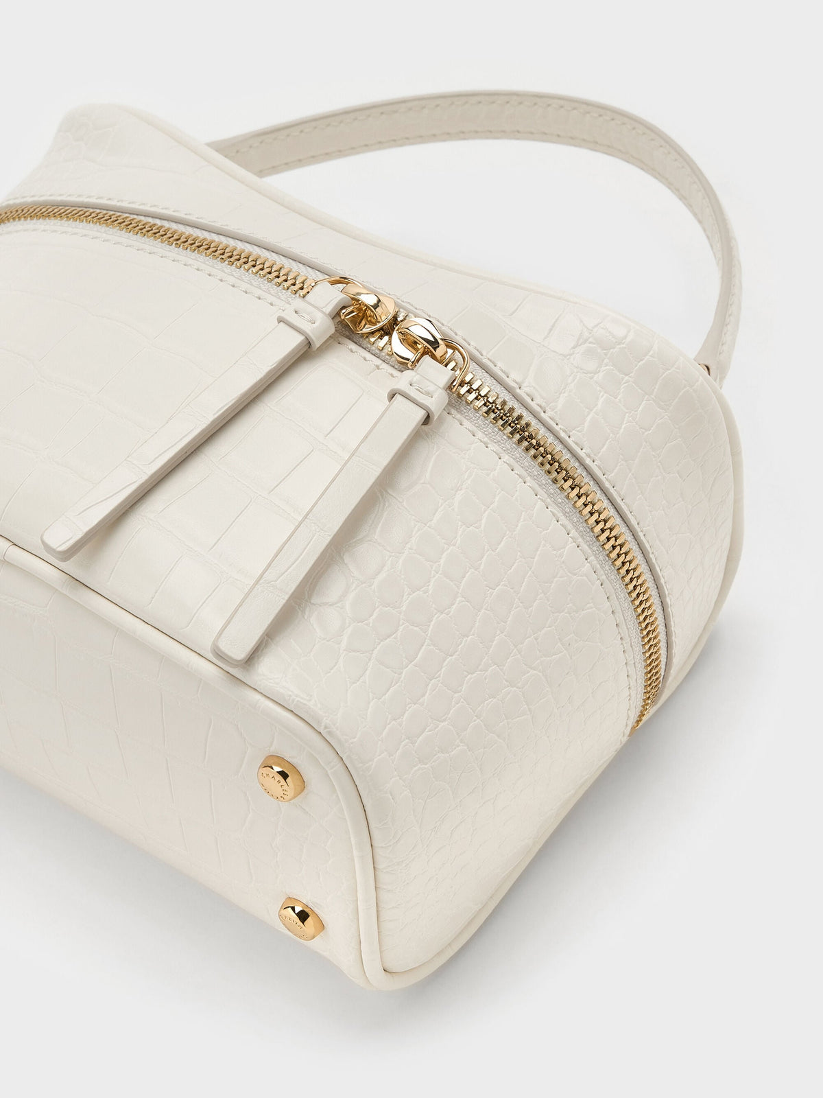 CHARLES & KEITH Great Value | Pansy Croc-Effect Vanity Bag - Cream