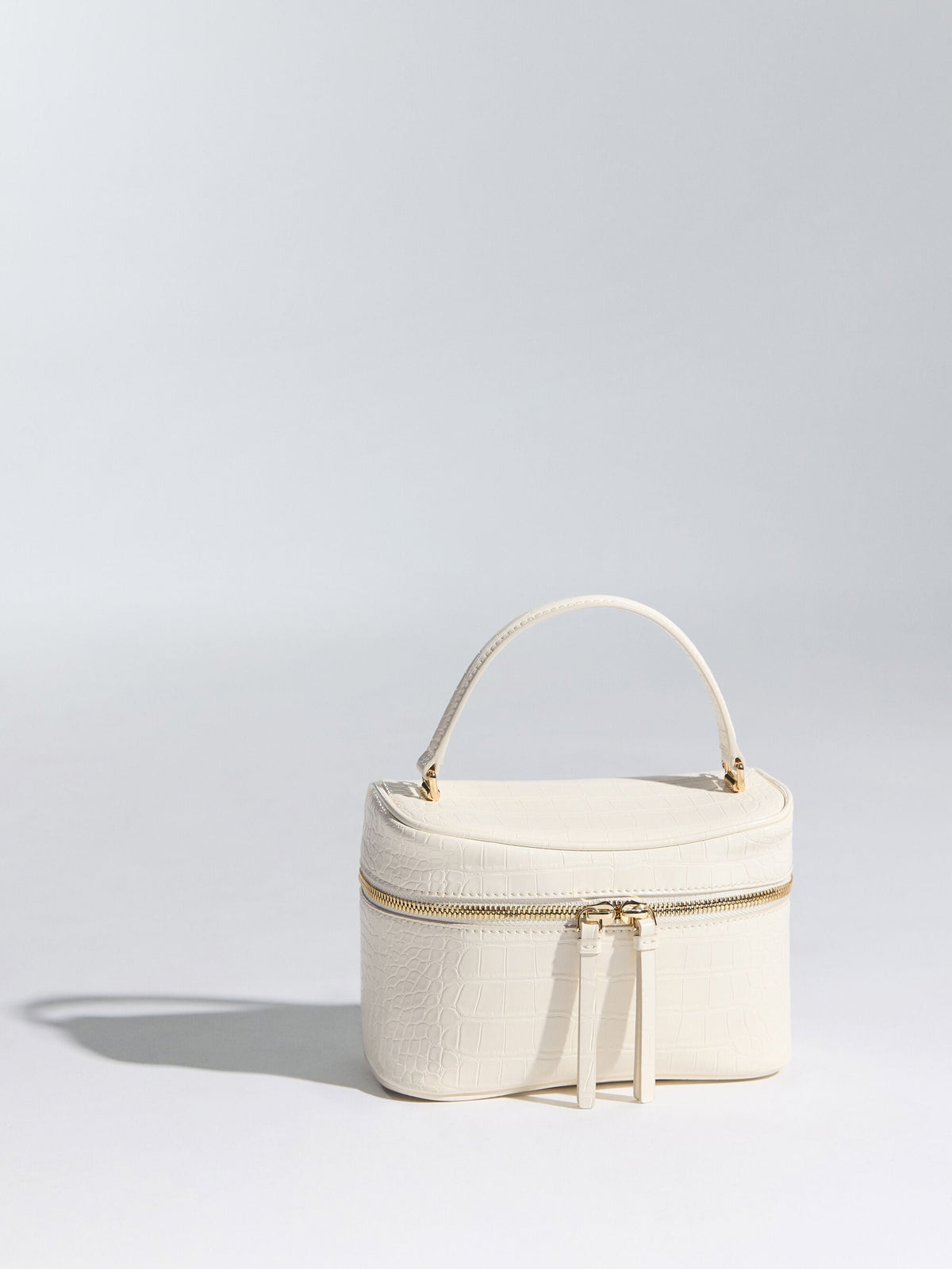 CHARLES & KEITH Great Value | Pansy Croc-Effect Vanity Bag - Cream