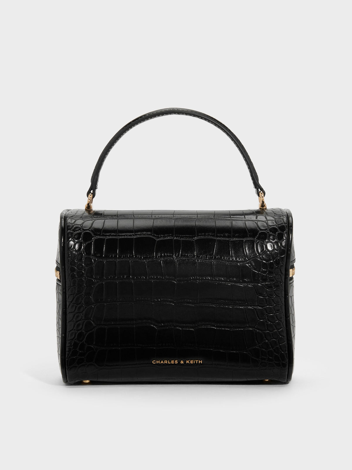 CHARLES & KEITH Value | Pansy Croc-Effect Vanity Bag - Black