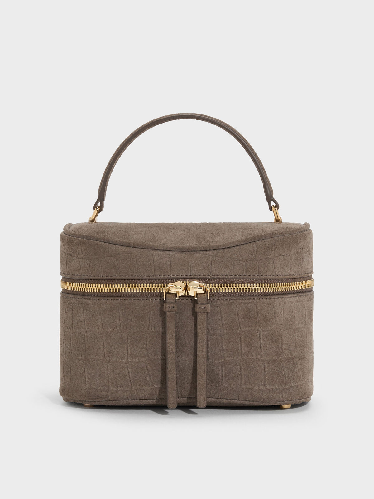 CHARLES & KEITH Popular | Pansy Croc-Effect Vanity Bag - Stone Grey