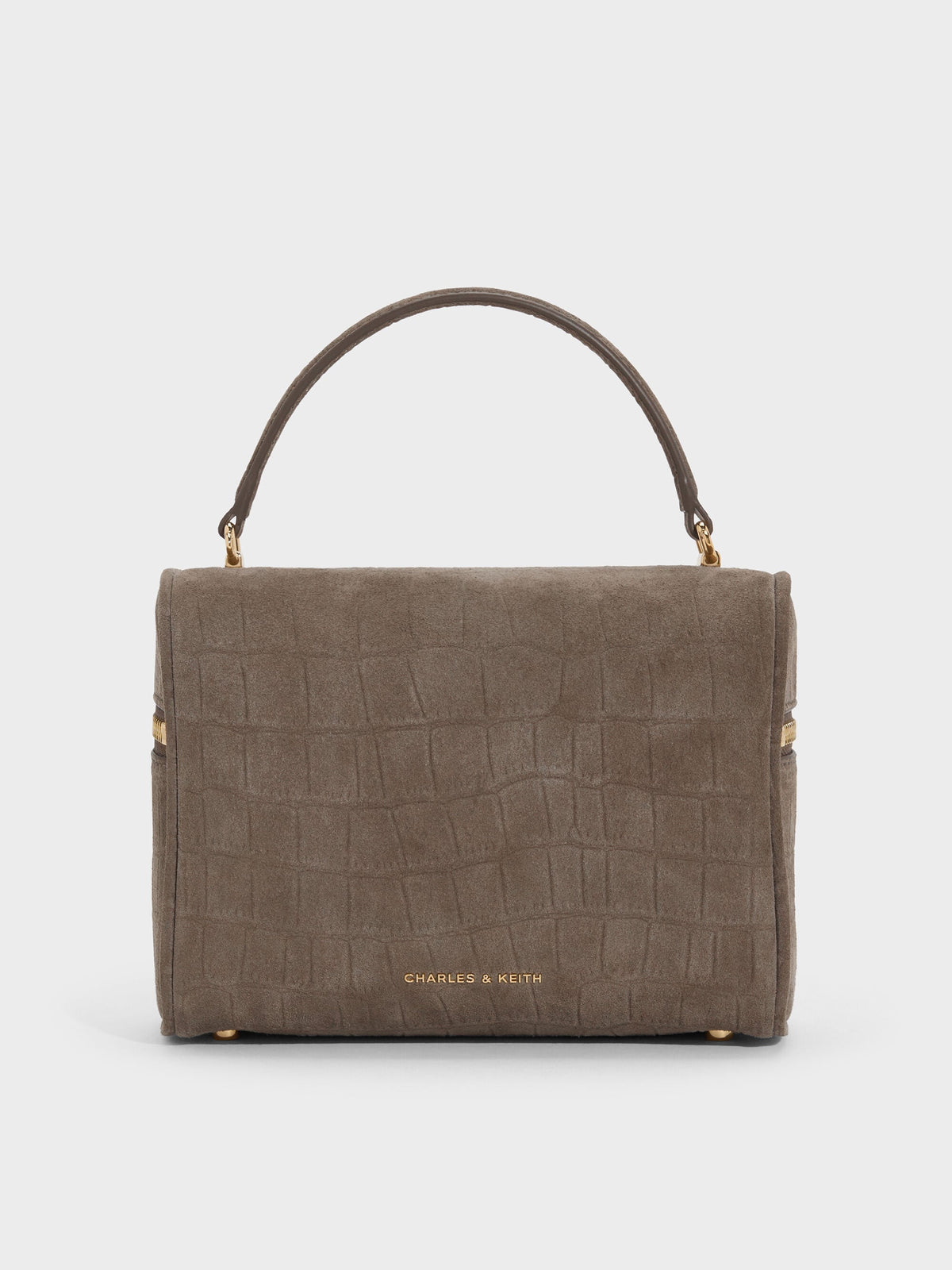CHARLES & KEITH Popular | Pansy Croc-Effect Vanity Bag - Stone Grey