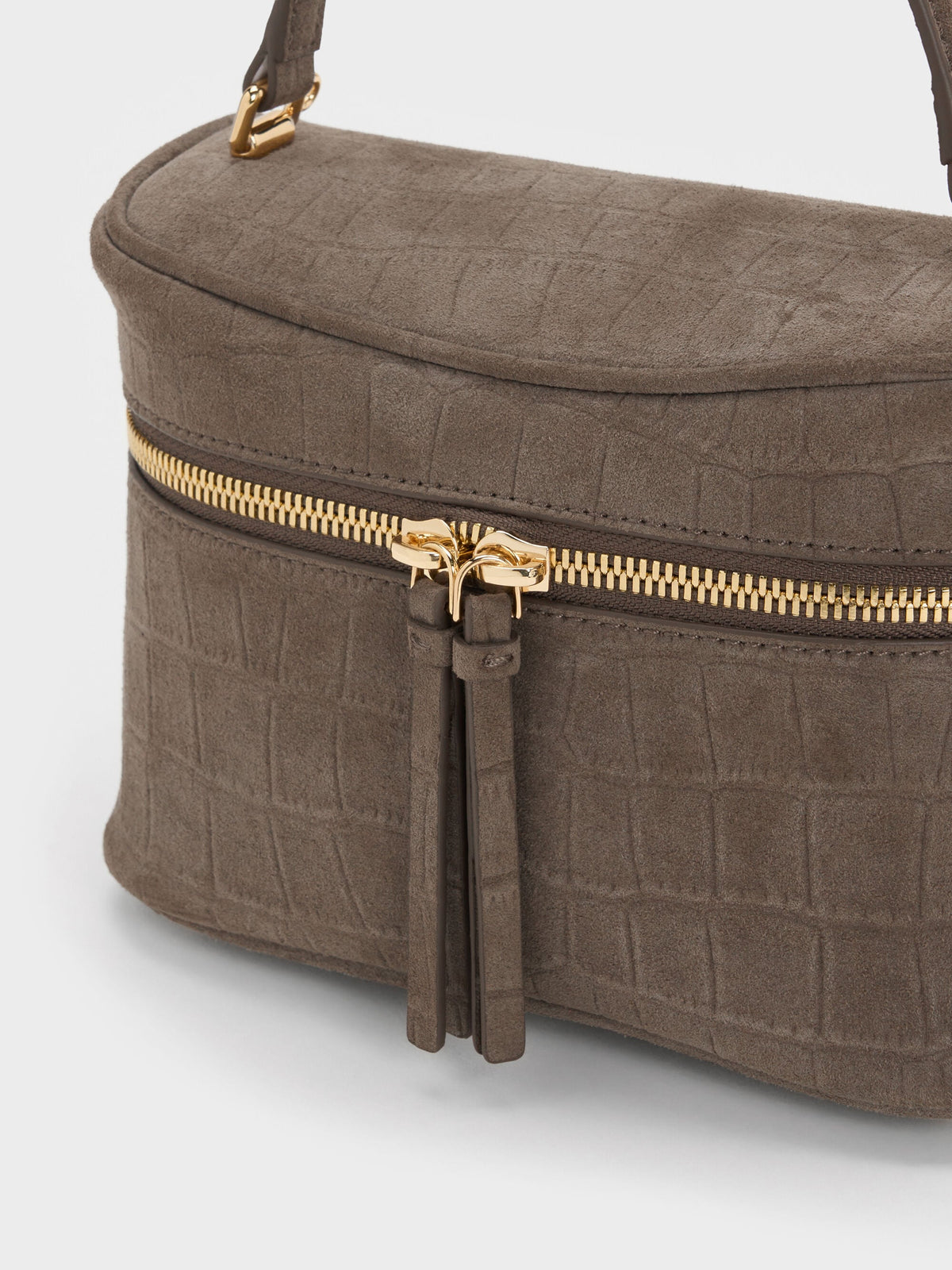 CHARLES & KEITH Popular | Pansy Croc-Effect Vanity Bag - Stone Grey