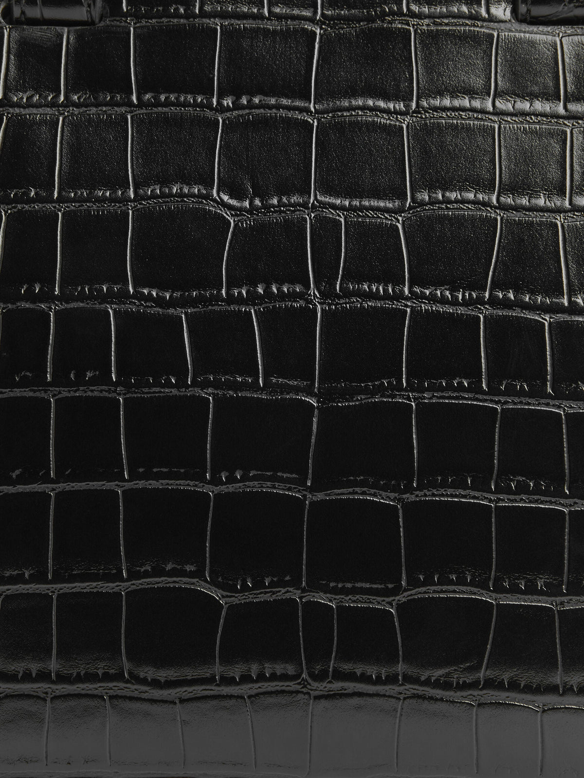 CHARLES & KEITH Trusted | Pansy Trapeze Croc-Effect Top Handle Bag - Black