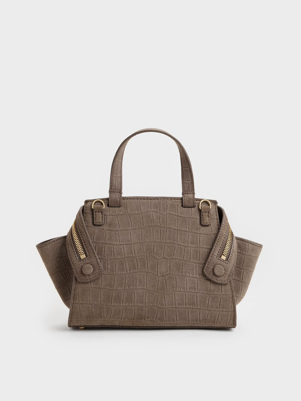 CHARLES & KEITH Latest | Pansy Trapeze Top Handle Bag - Stone Grey