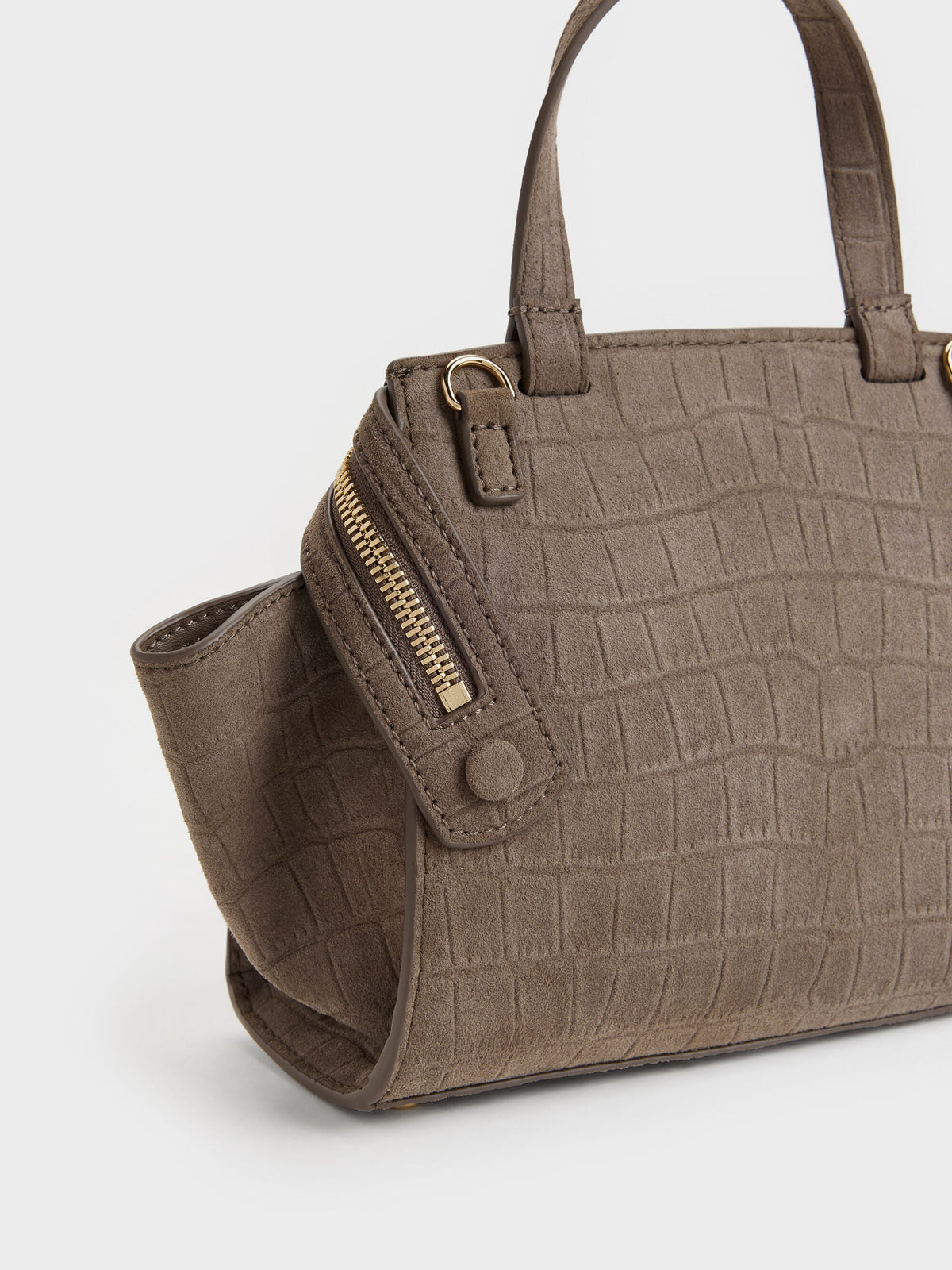 CHARLES & KEITH Latest | Pansy Trapeze Top Handle Bag - Stone Grey