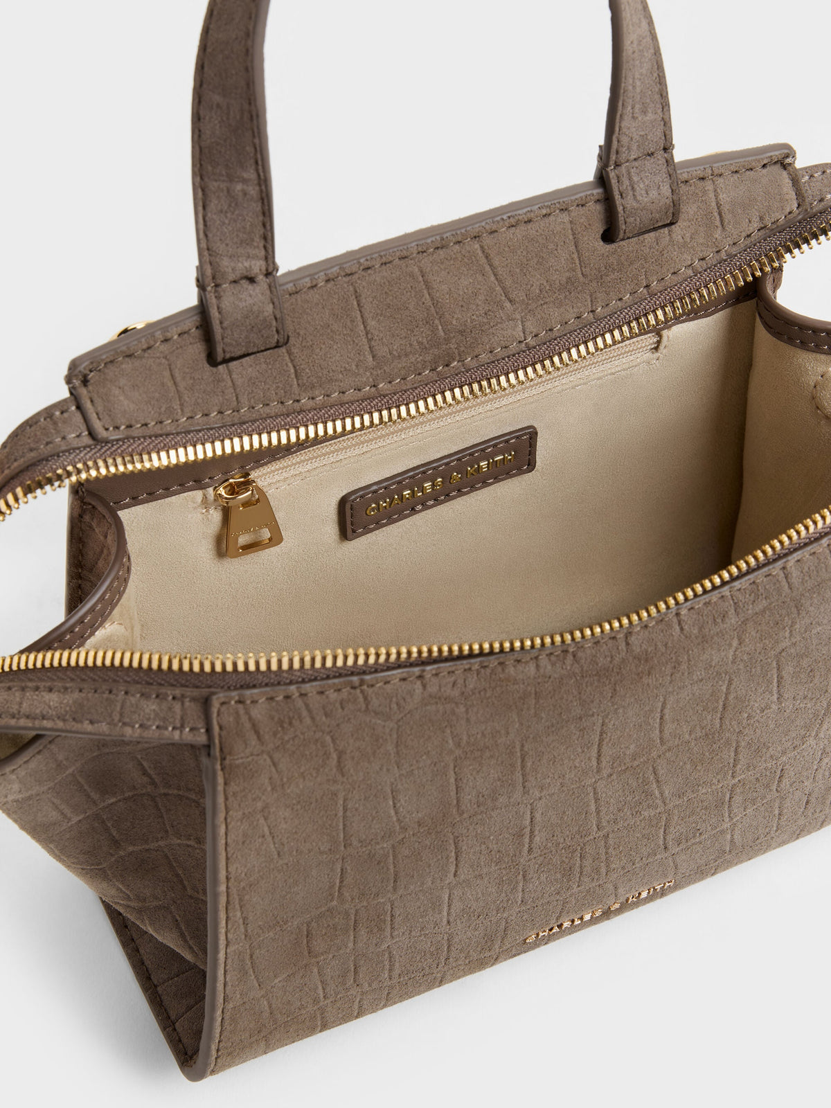 CHARLES & KEITH Latest | Pansy Trapeze Top Handle Bag - Stone Grey