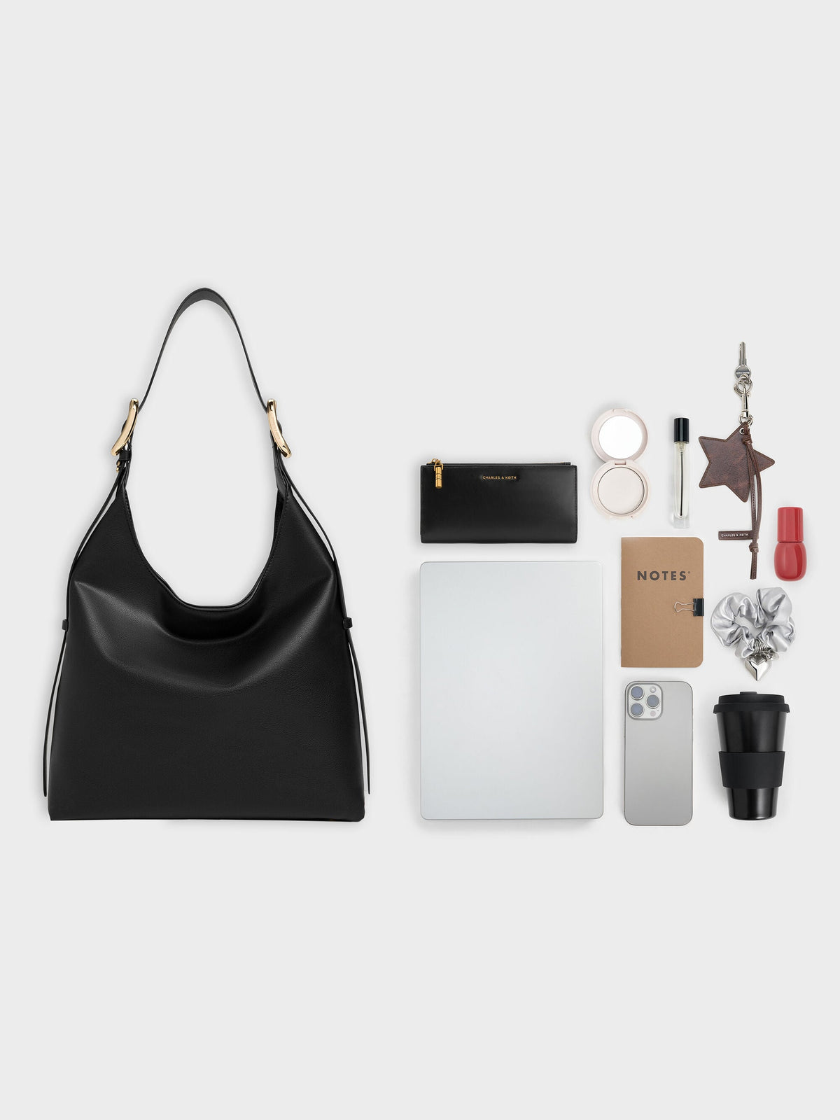 CHARLES & KEITH Best Seller | Aislin Hobo Bag - Black