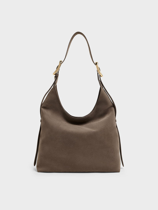 CHARLES & KEITH Signature | Aislin Hobo Bag - Stone Grey