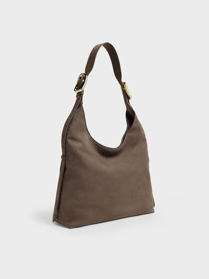 CHARLES & KEITH Signature | Aislin Hobo Bag - Stone Grey