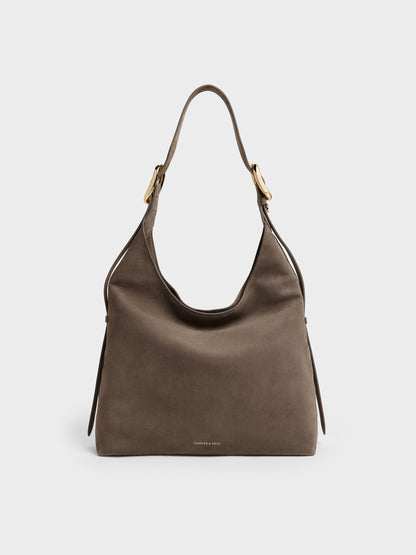 CHARLES & KEITH Signature | Aislin Hobo Bag - Stone Grey
