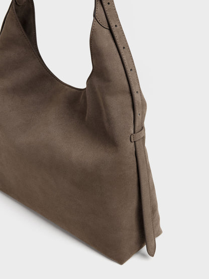 CHARLES & KEITH Signature | Aislin Hobo Bag - Stone Grey