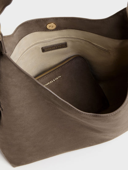 CHARLES & KEITH Signature | Aislin Hobo Bag - Stone Grey
