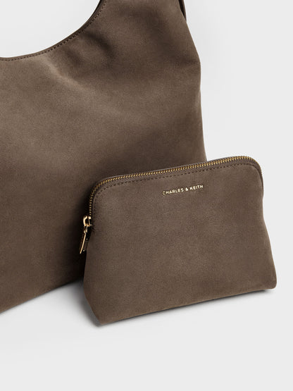 CHARLES & KEITH Signature | Aislin Hobo Bag - Stone Grey