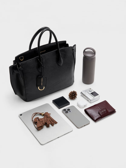 CHARLES & KEITH Featured | Large Ginevra Tote Bag - Black