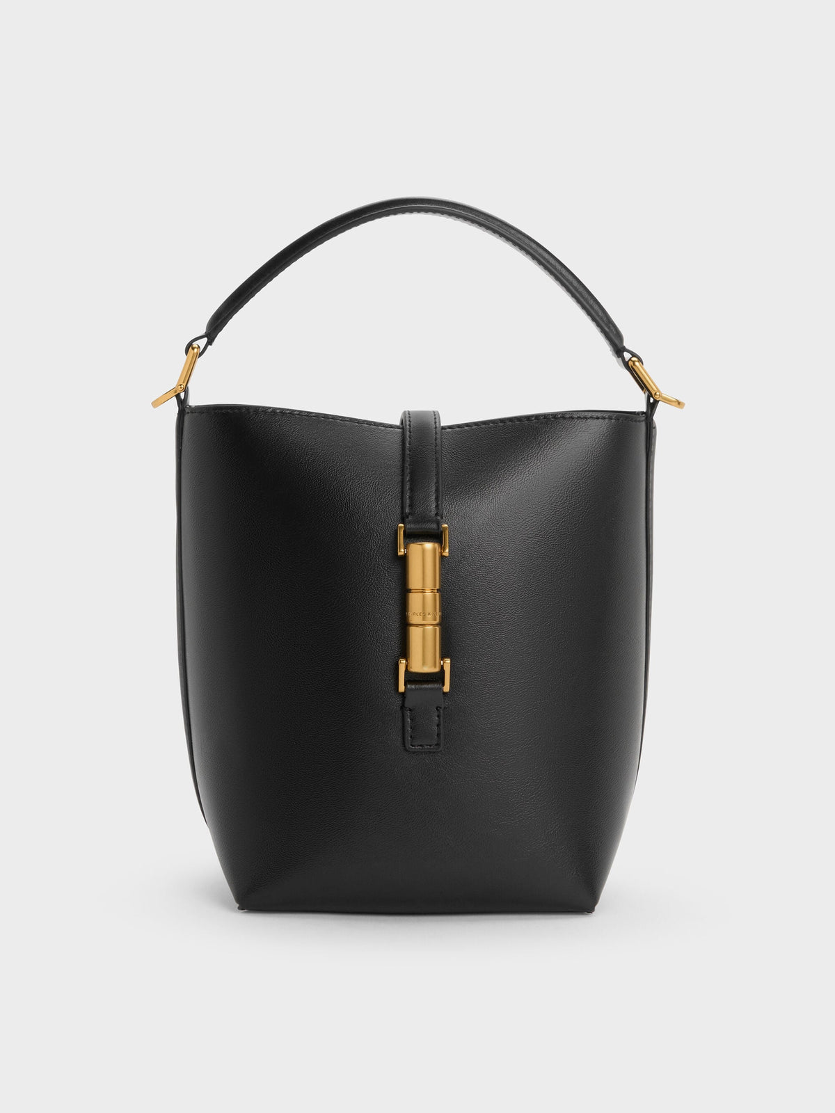 CHARLES & KEITH Latest | Cesia Metallic-Accent Bucket Bag - Black