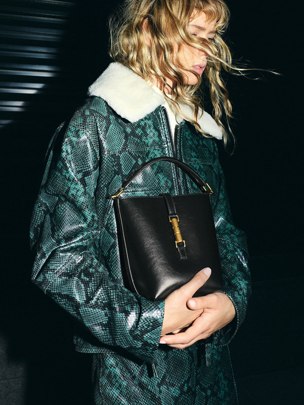 CHARLES & KEITH Latest | Cesia Metallic-Accent Bucket Bag - Black