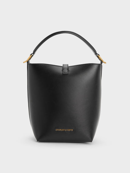 CHARLES & KEITH Latest | Cesia Metallic-Accent Bucket Bag - Black