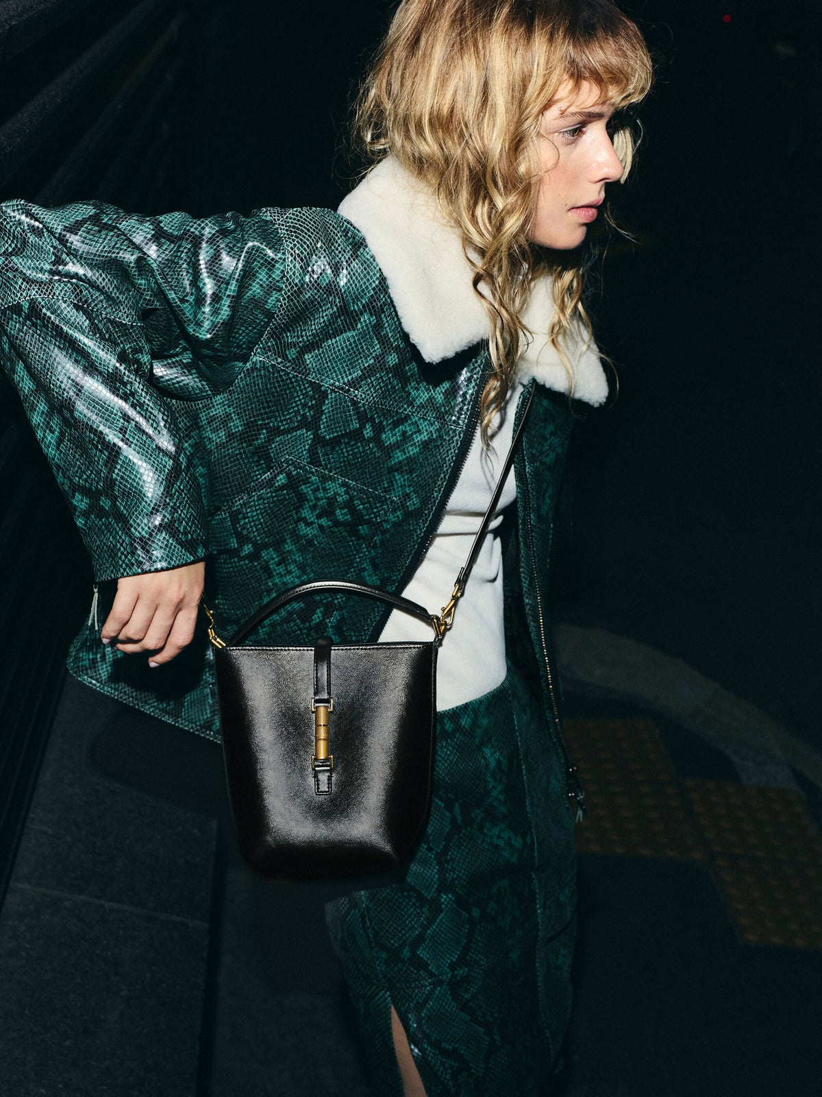 CHARLES & KEITH Latest | Cesia Metallic-Accent Bucket Bag - Black