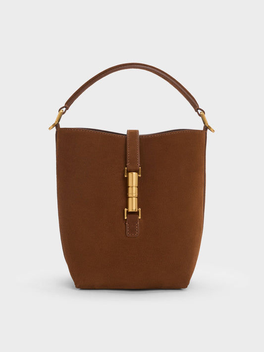 CHARLES & KEITH Discount | Cesia Metallic-Accent Bucket Bag - Pecan Brown