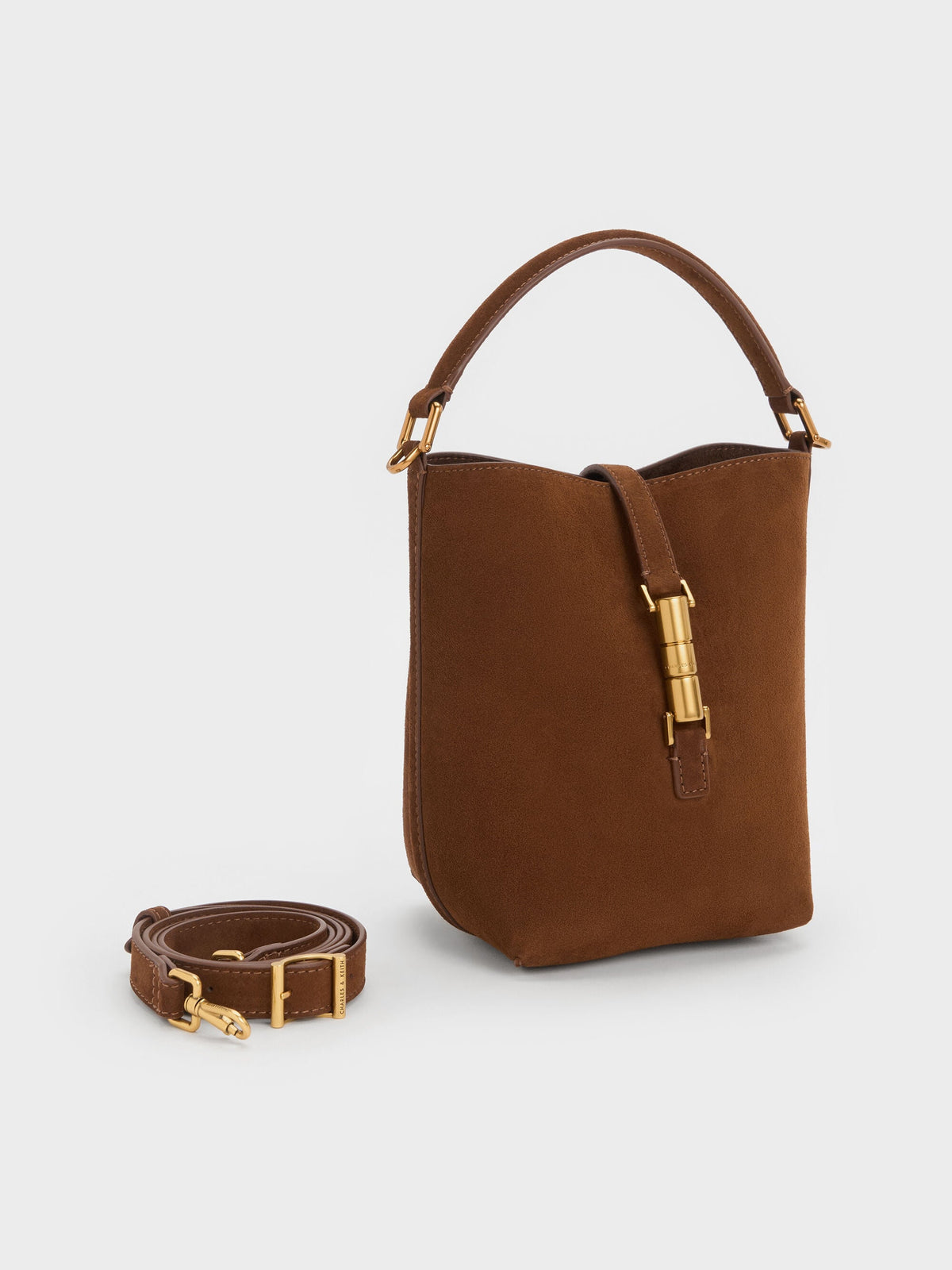 CHARLES & KEITH Discount | Cesia Metallic-Accent Bucket Bag - Pecan Brown