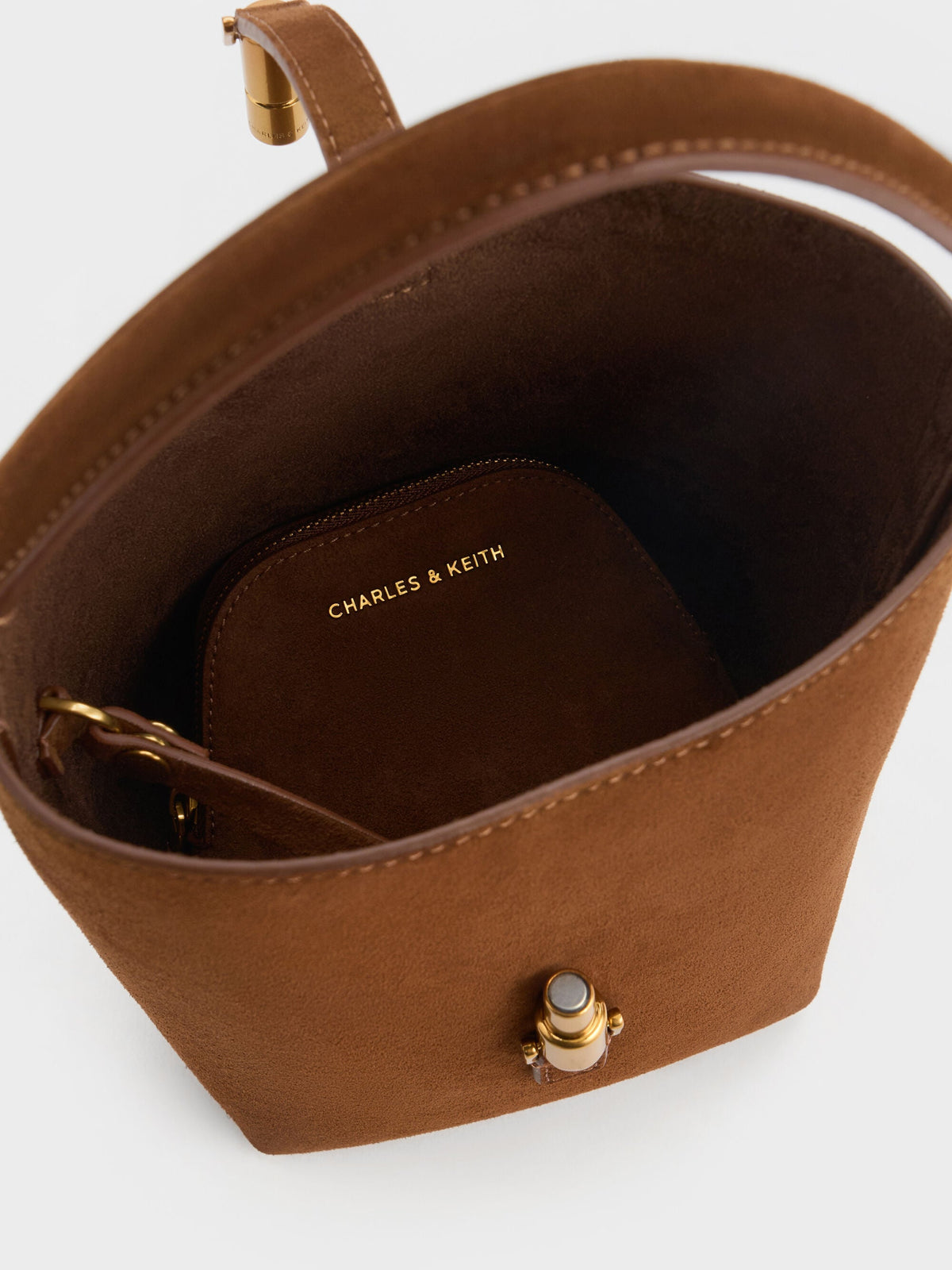 CHARLES & KEITH Discount | Cesia Metallic-Accent Bucket Bag - Pecan Brown
