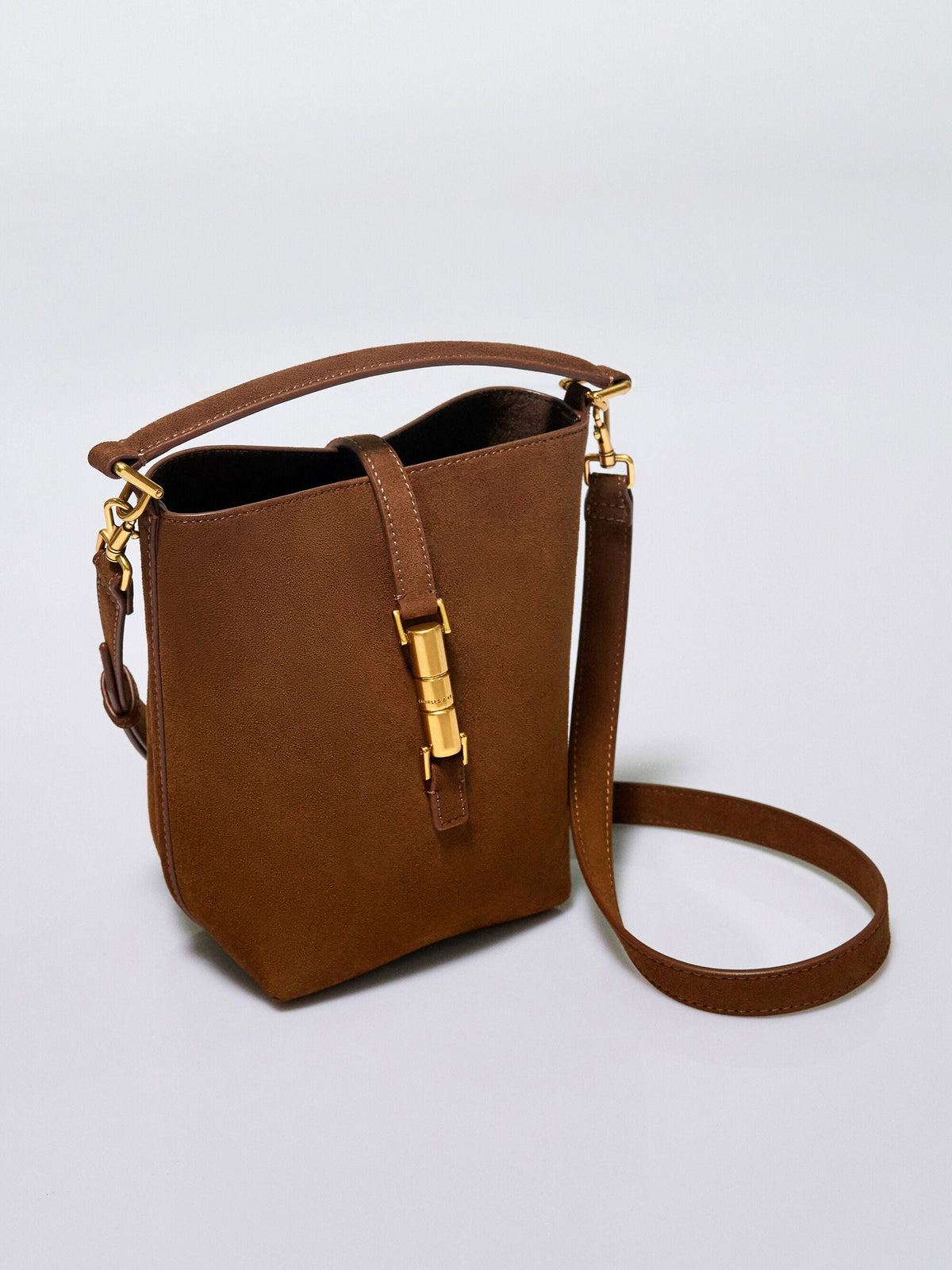 CHARLES & KEITH Discount | Cesia Metallic-Accent Bucket Bag - Pecan Brown