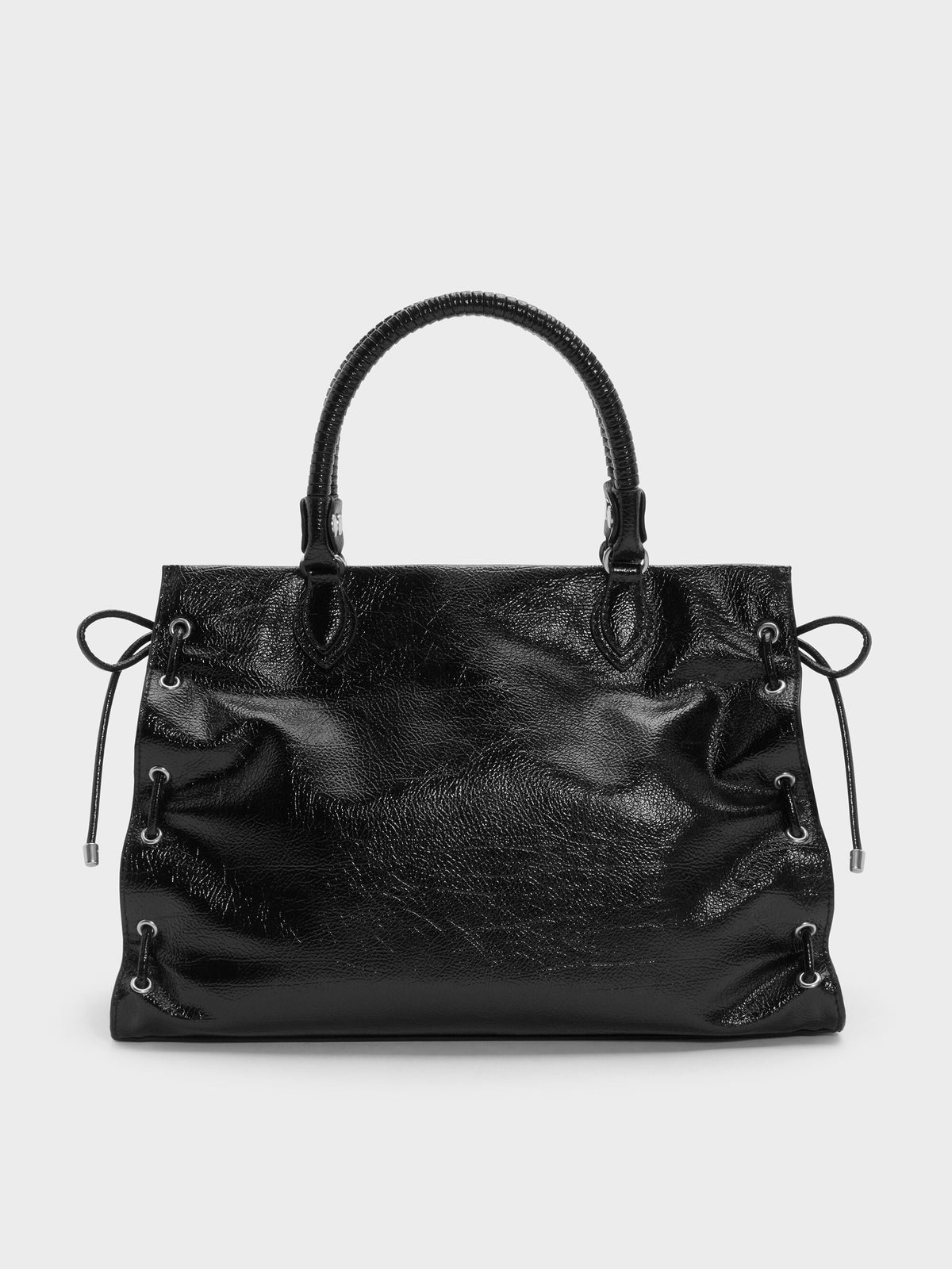 CHARLES & KEITH Discount | Large Nylah Grommet Lace-Up Tote Bag - Noir