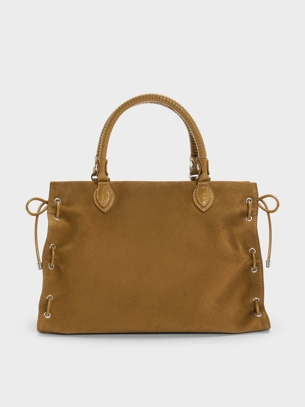 CHARLES & KEITH Everyday | Large Nylah Grommet Lace-Up Tote Bag - Sahara Sand