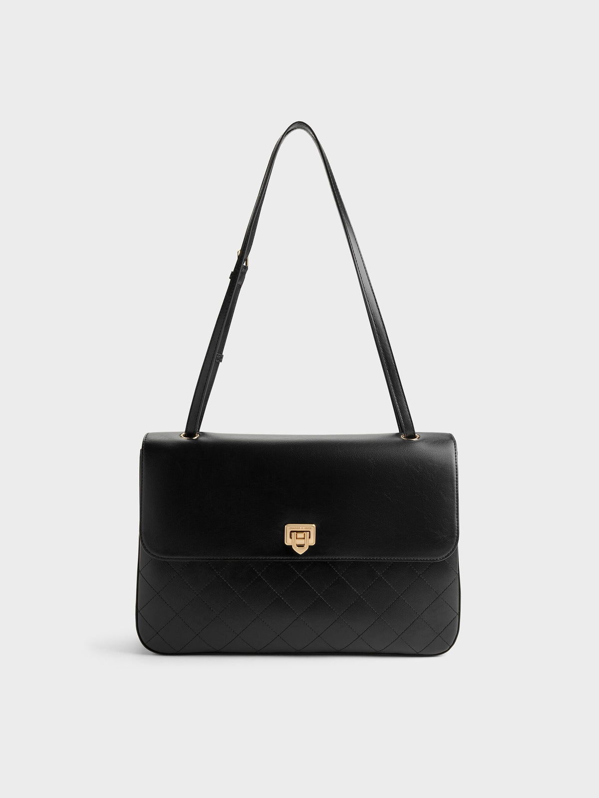 CHARLES & KEITH Best Seller | Connie Quilted Shoulder Bag - Black