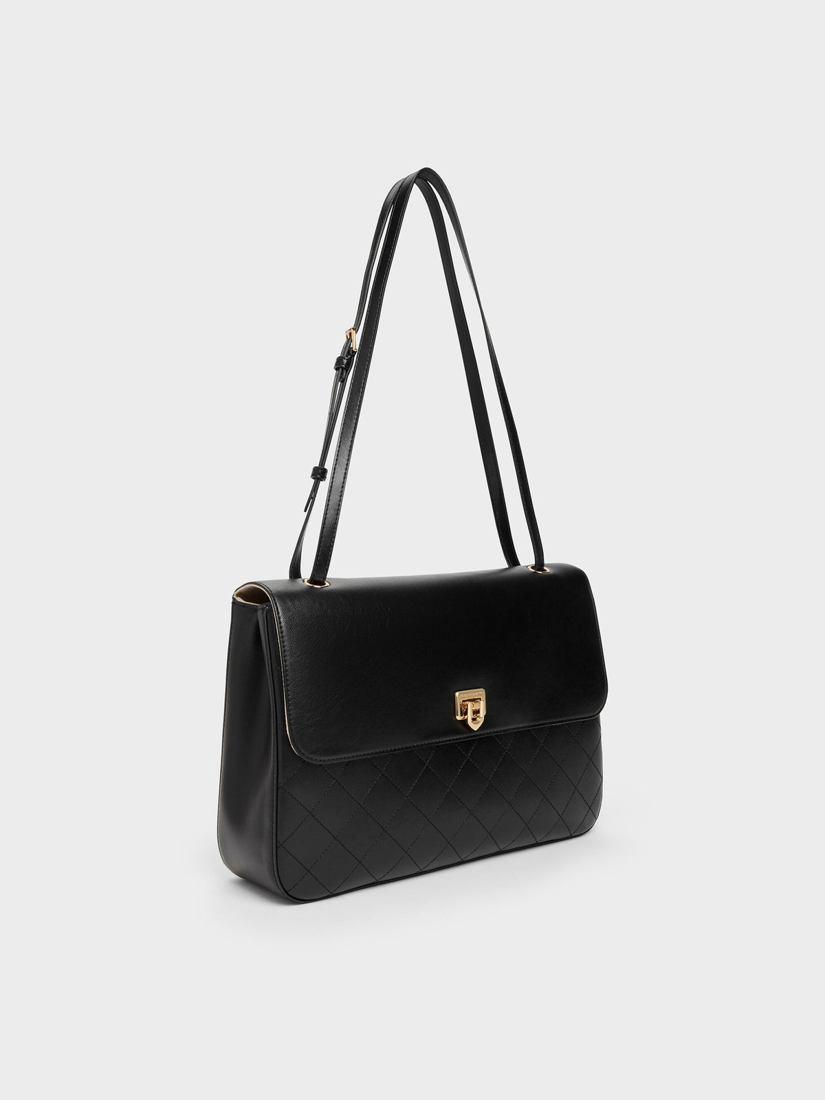 CHARLES & KEITH Best Seller | Connie Quilted Shoulder Bag - Black