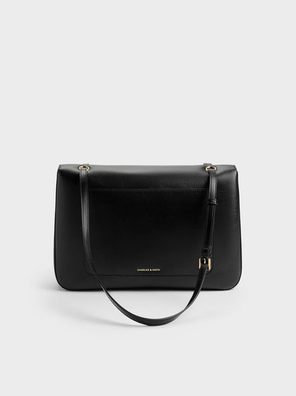 CHARLES & KEITH Best Seller | Connie Quilted Shoulder Bag - Black
