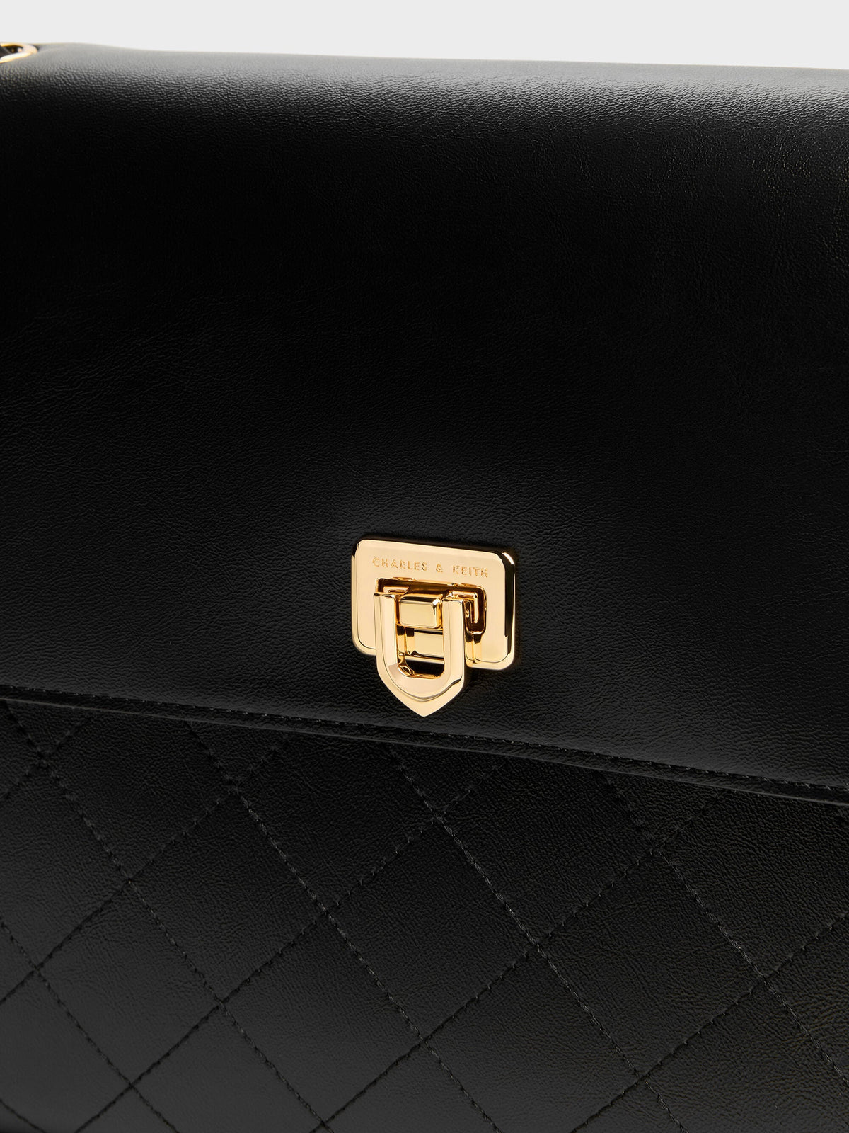 CHARLES & KEITH Best Seller | Connie Quilted Shoulder Bag - Black