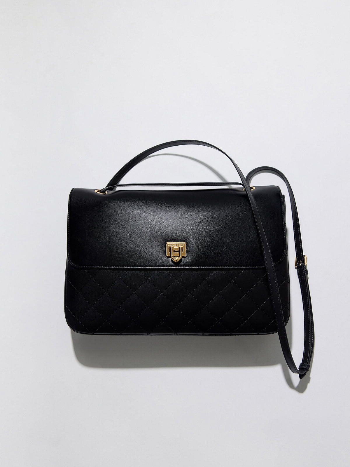 CHARLES & KEITH Best Seller | Connie Quilted Shoulder Bag - Black