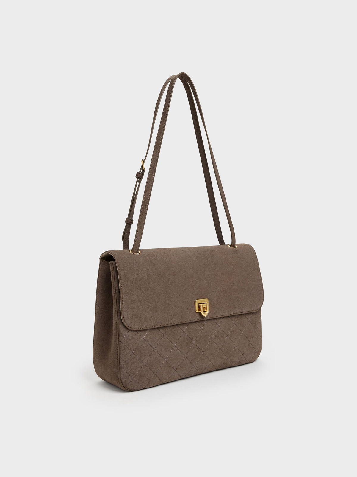 CHARLES & KEITH Value | Connie Quilted Shoulder Bag - Stone Grey