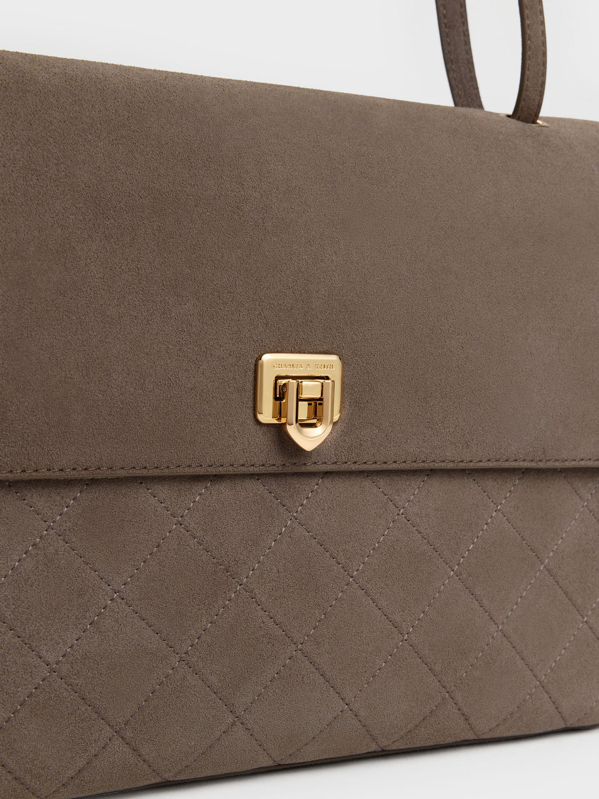 CHARLES & KEITH Value | Connie Quilted Shoulder Bag - Stone Grey