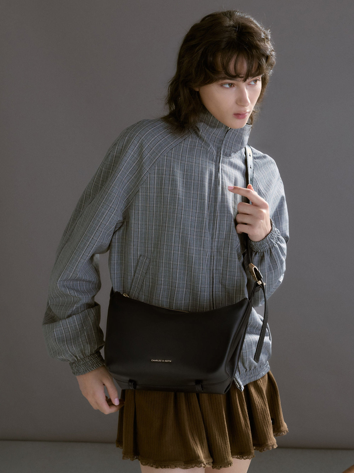 CHARLES & KEITH Essential | Zephyr Hobo Bag - Black