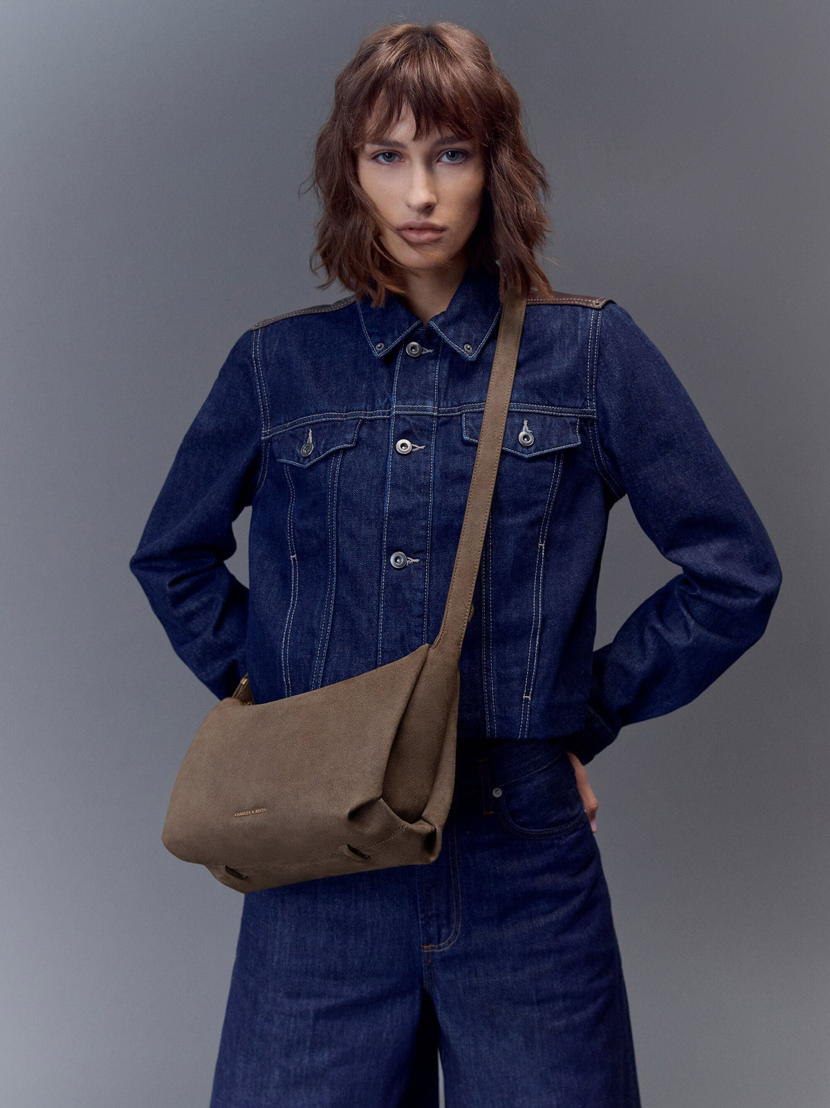 CHARLES & KEITH Sale | Zephyr Hobo Bag - Stone Grey