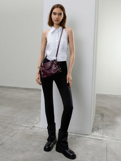 CHARLES & KEITH Quality | Mini Nylah Grommet Lace-Up Tote Bag - Wineberry Red