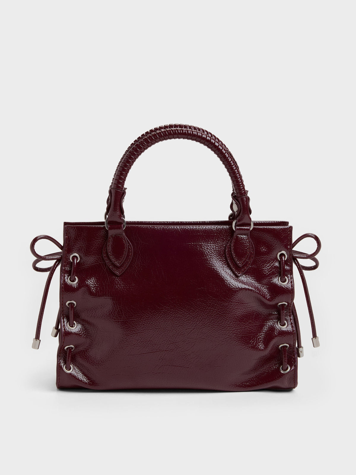 CHARLES & KEITH Quality | Mini Nylah Grommet Lace-Up Tote Bag - Wineberry Red