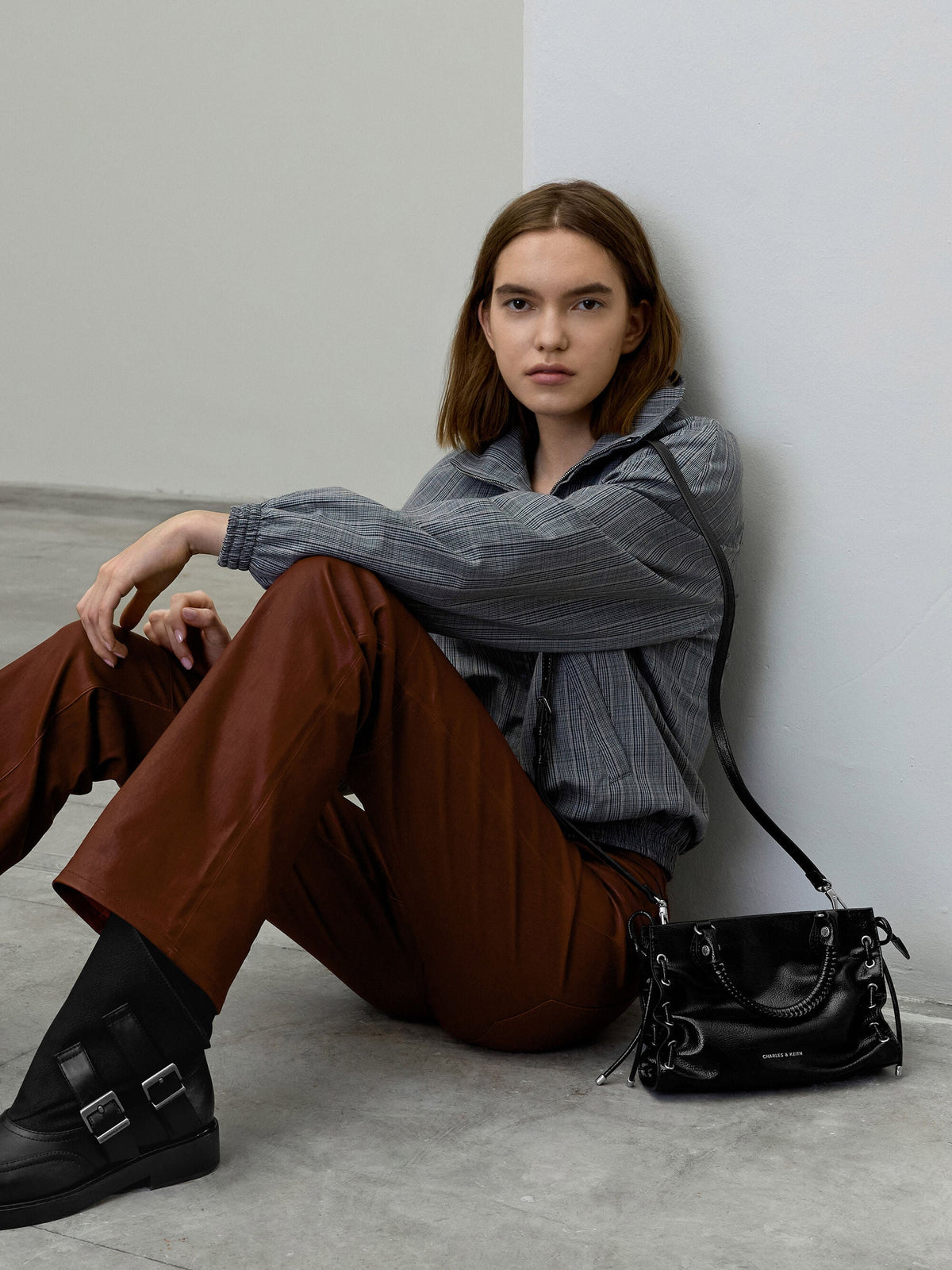 CHARLES & KEITH Exclusive | Mini Nylah Grommet Lace-Up Tote Bag - Noir