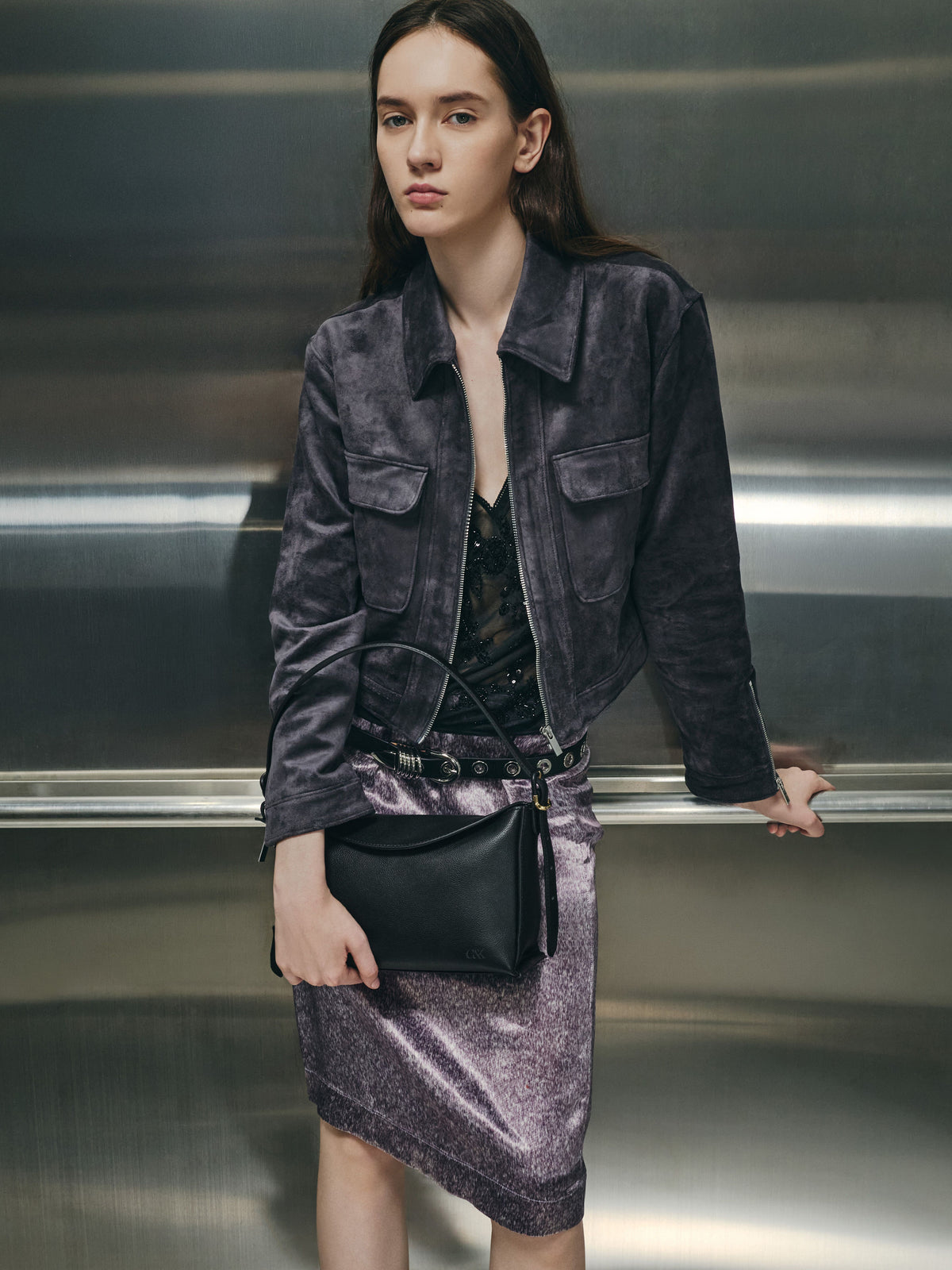 CHARLES & KEITH Featured | Leather Top-Flap Hobo Bag - Black