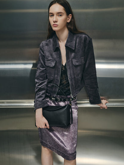 CHARLES & KEITH Featured | Leather Top-Flap Hobo Bag - Black