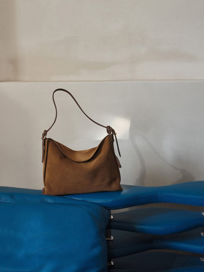 CHARLES & KEITH Best Seller | Large Leather & Suede Top-Flap Hobo Bag - Brown