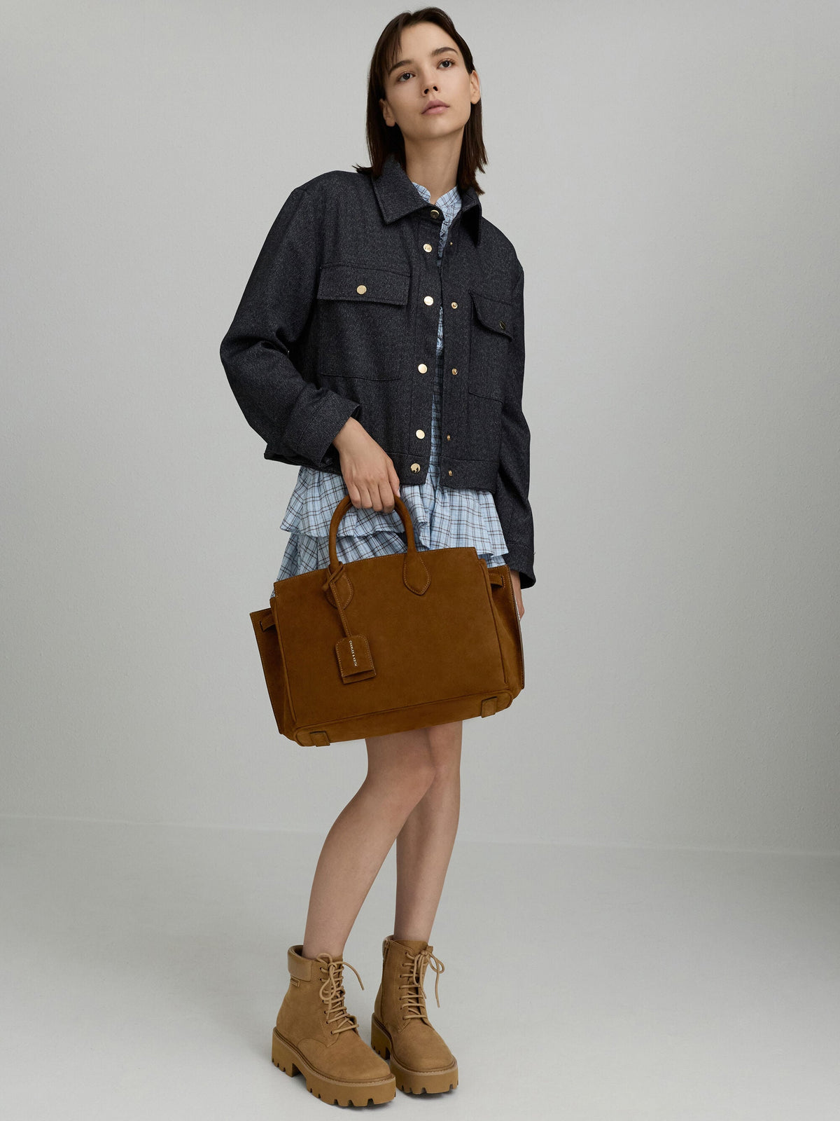 CHARLES & KEITH Quality | Large Ginevra Tote Bag - Pecan Brown