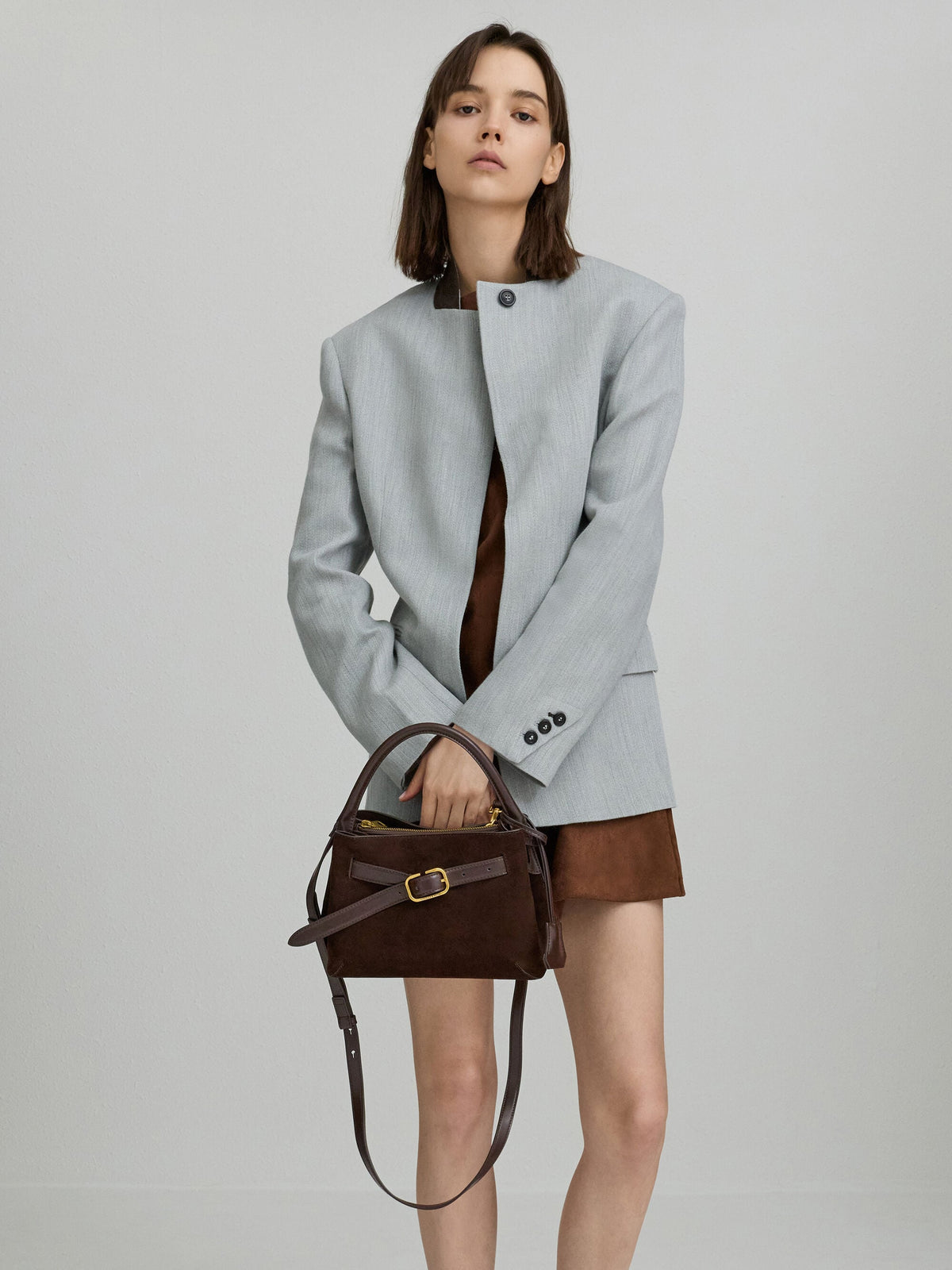 CHARLES & KEITH Premium | Victoria Belted Top Handle Bag - Espresso Brown