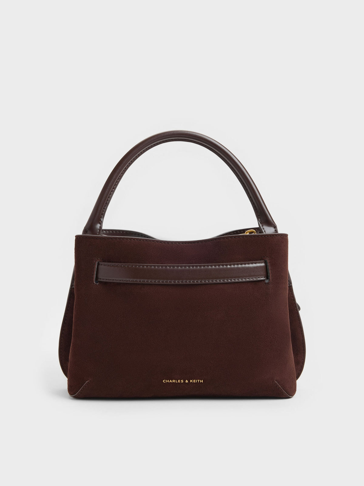 CHARLES & KEITH Premium | Victoria Belted Top Handle Bag - Espresso Brown