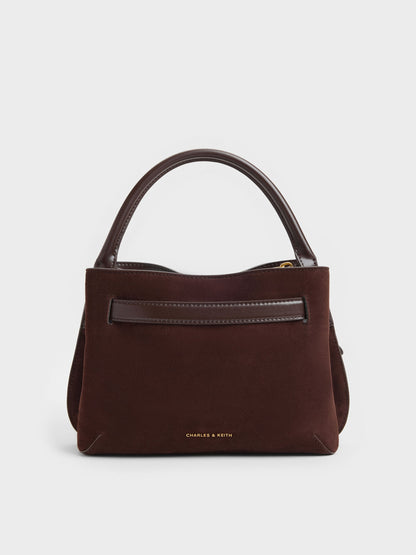 CHARLES & KEITH Premium | Victoria Belted Top Handle Bag - Espresso Brown
