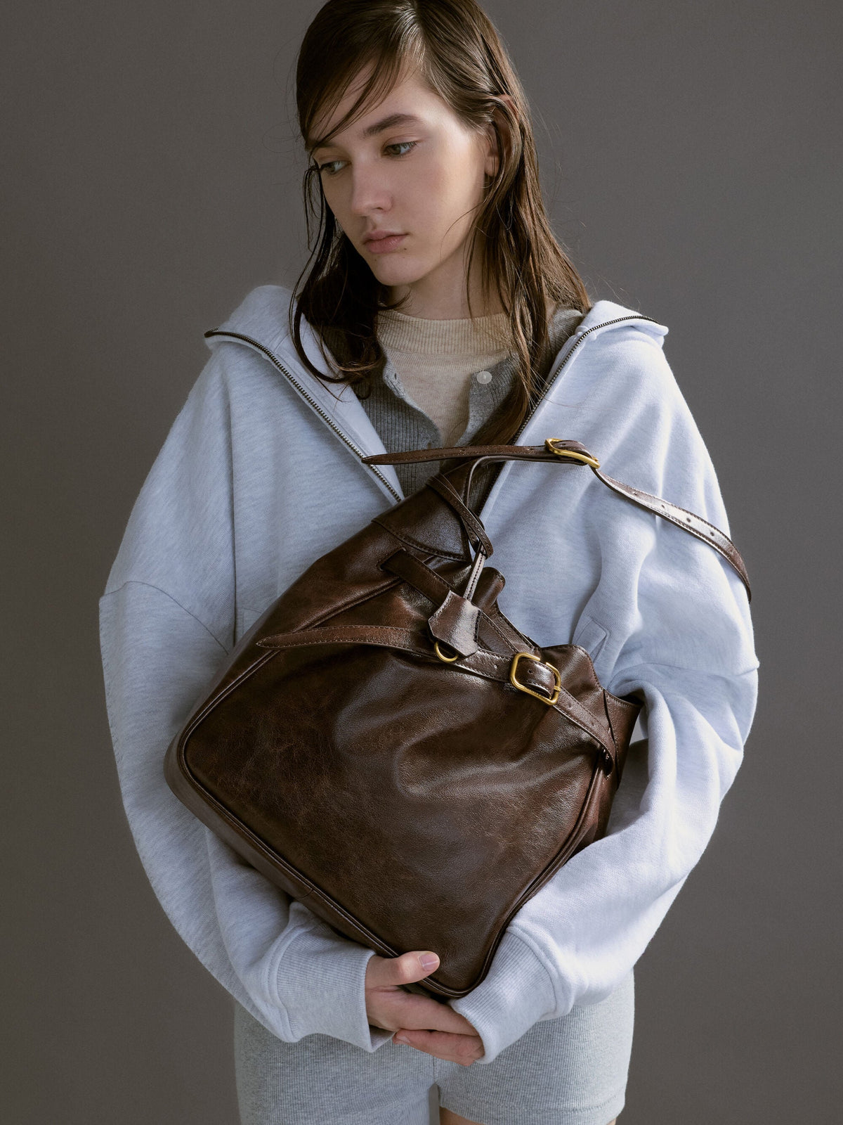 CHARLES & KEITH Sale | Victoria Belted Hobo Bag - Distressed Coffee