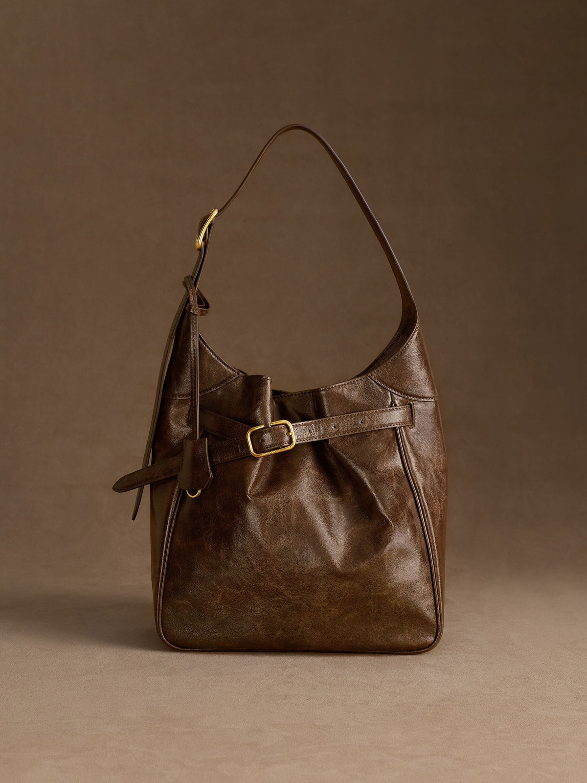 CHARLES & KEITH Sale | Victoria Belted Hobo Bag - Distressed Coffee