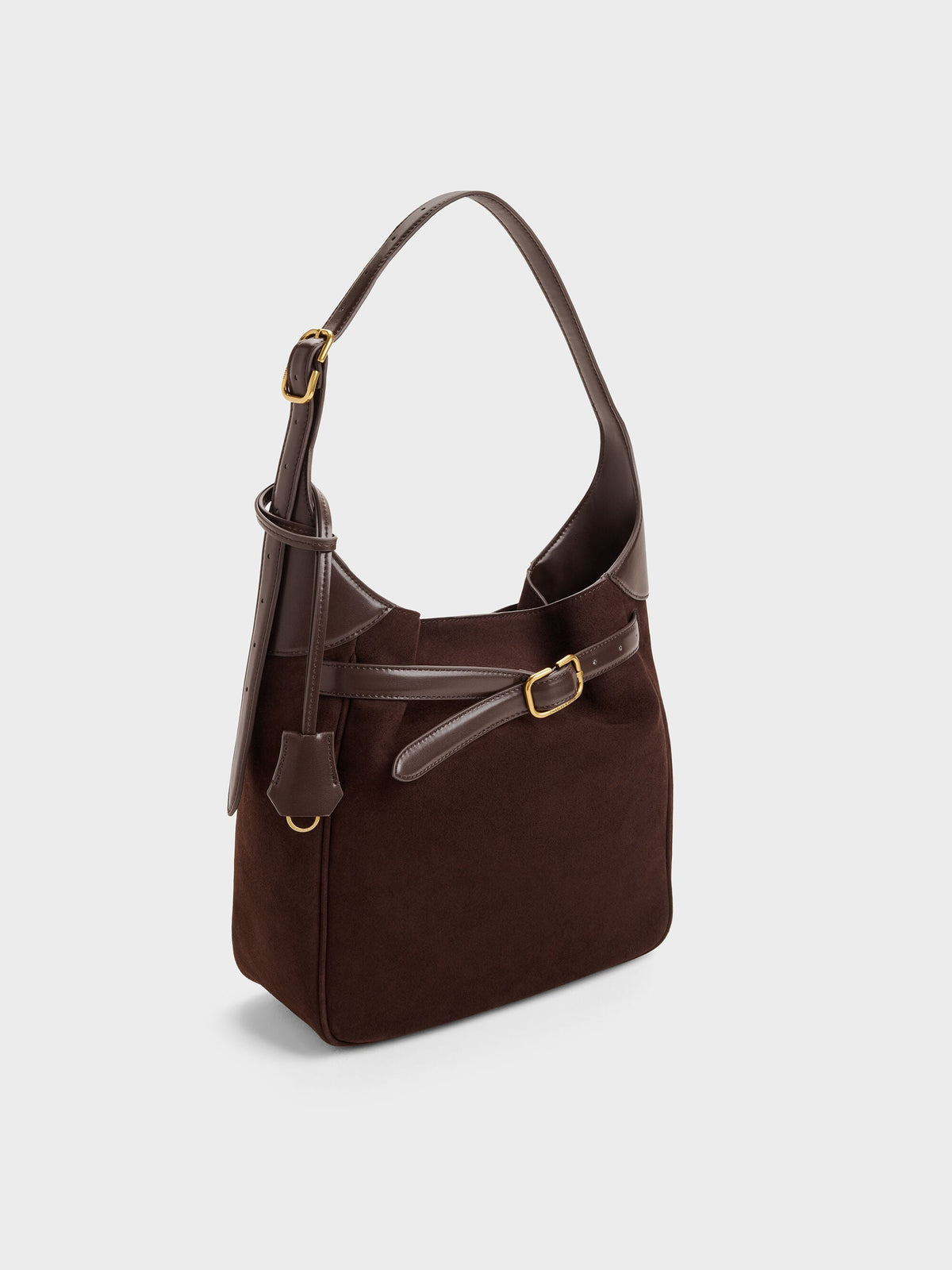 CHARLES & KEITH Great Value | Victoria Belted Hobo Bag - Espresso Brown
